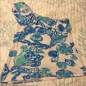 Lily Pulitzer one shoulder w/ruffle top